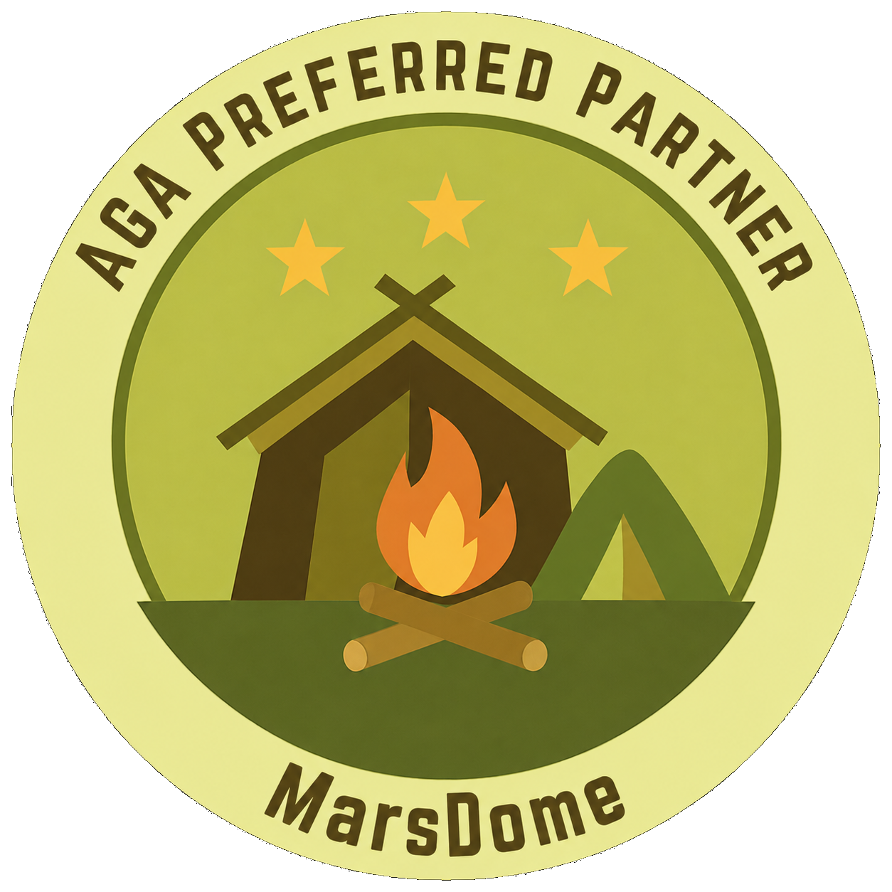 American Glamping Association Preferred Partner badge with the name MarsDome