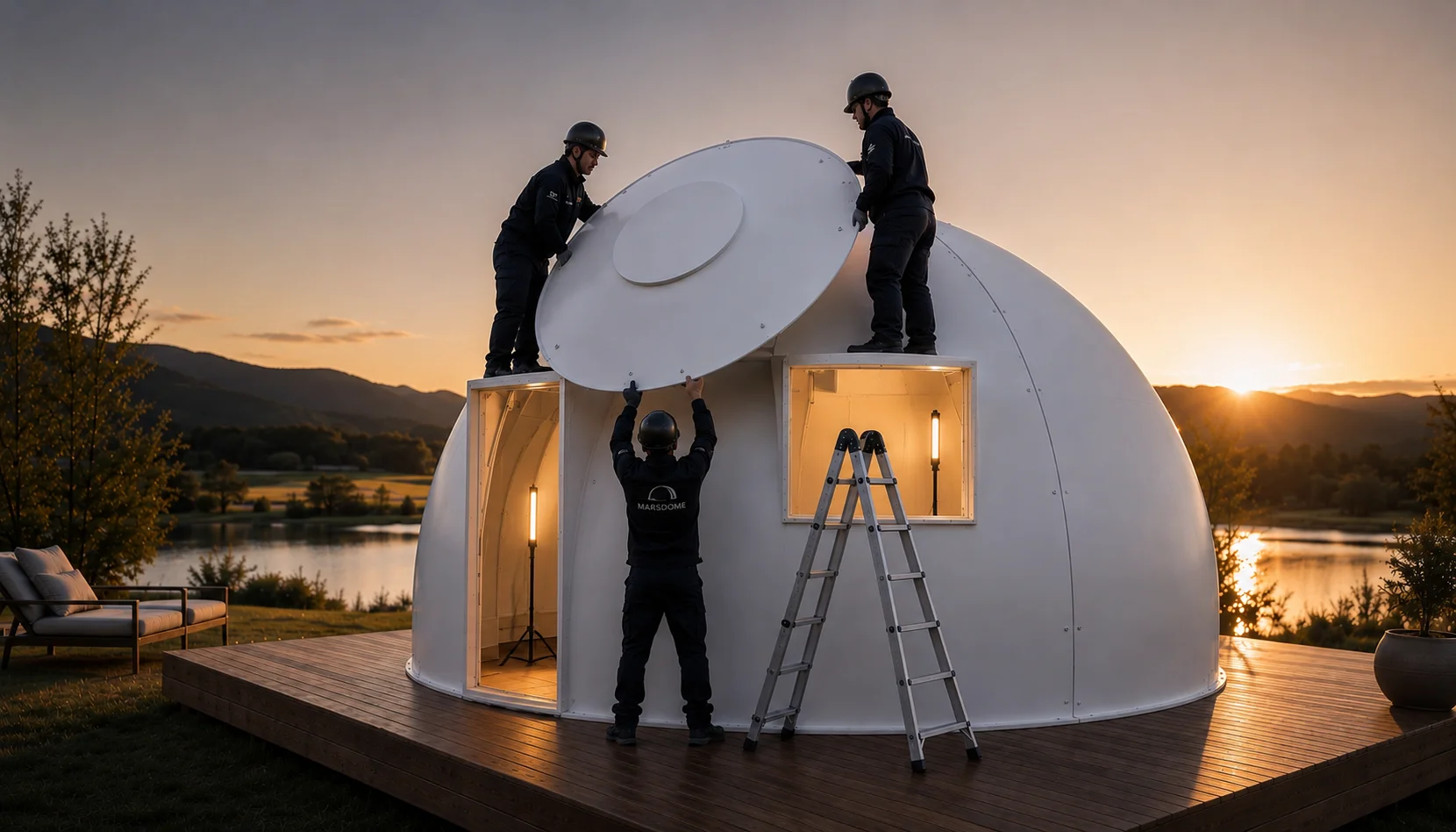 MarsDome panels interlocking — no crane required
